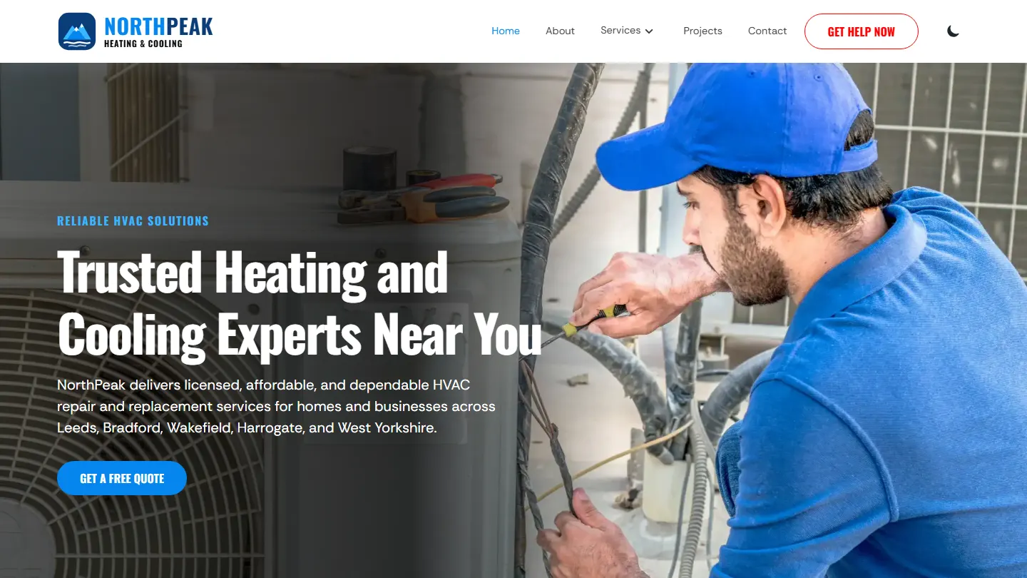 An example website for heating and cooling